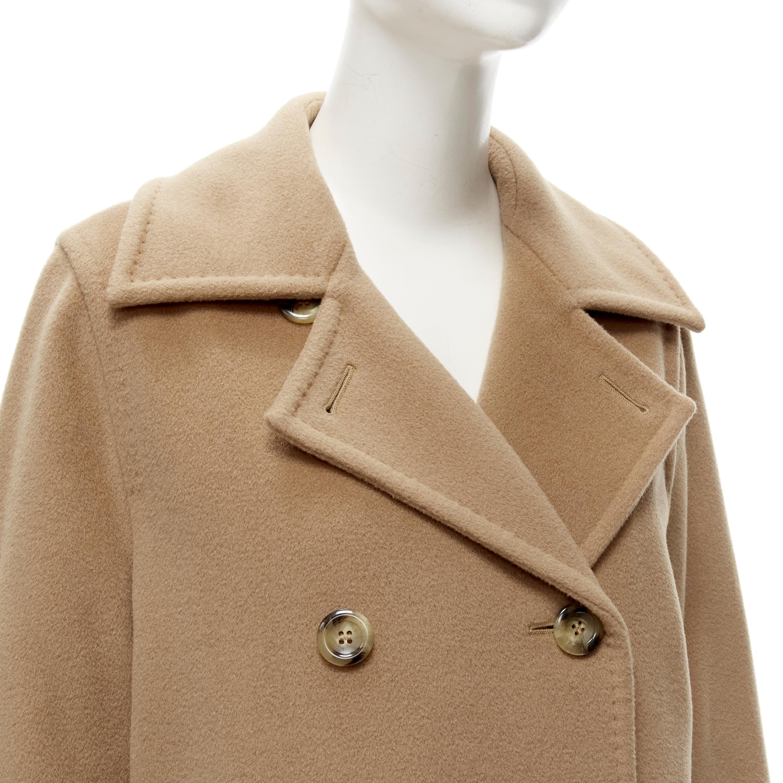 MAX MARA wool camel brown shell button longline overcoat jacket FR36 3