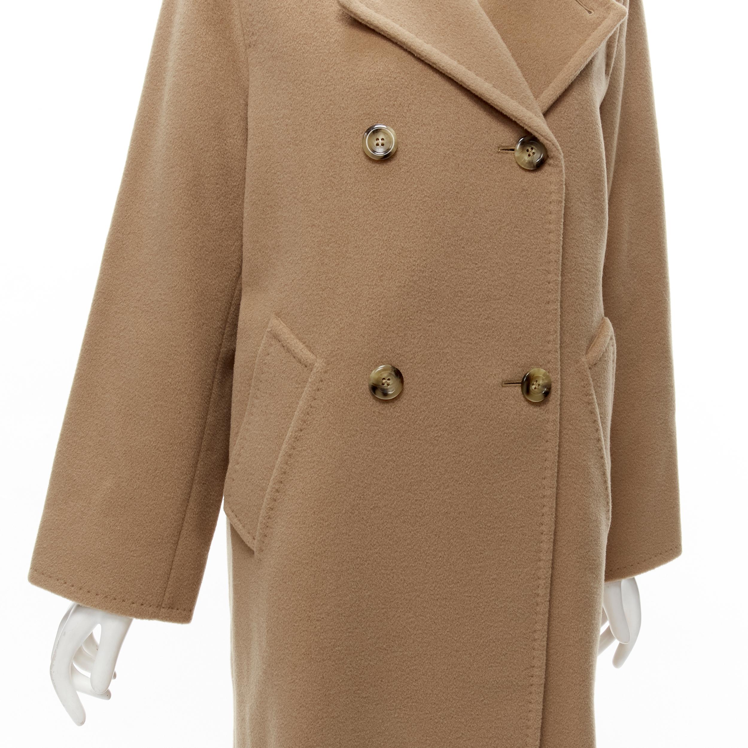 MAX MARA wool camel brown shell button longline overcoat jacket FR36 4