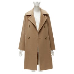 MAX MARA wool camel brown shell button longline overcoat jacket IT34 XXS