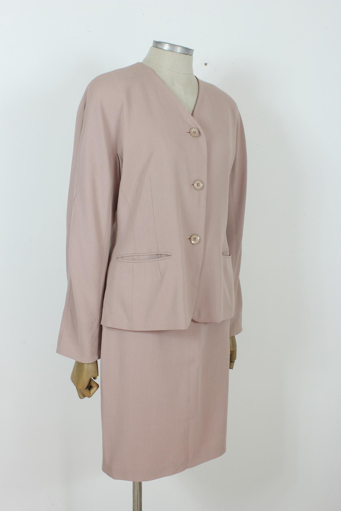 Max Mara Wool Violet Vintage Classic Skirt Suit 90s For Sale 1
