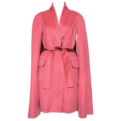 Max Mara x Atelier Coral Pink Cashmere Belted Cape Coat M