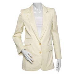 Max Mara Blazer giallo in twill di cotone con bottoni davanti M.