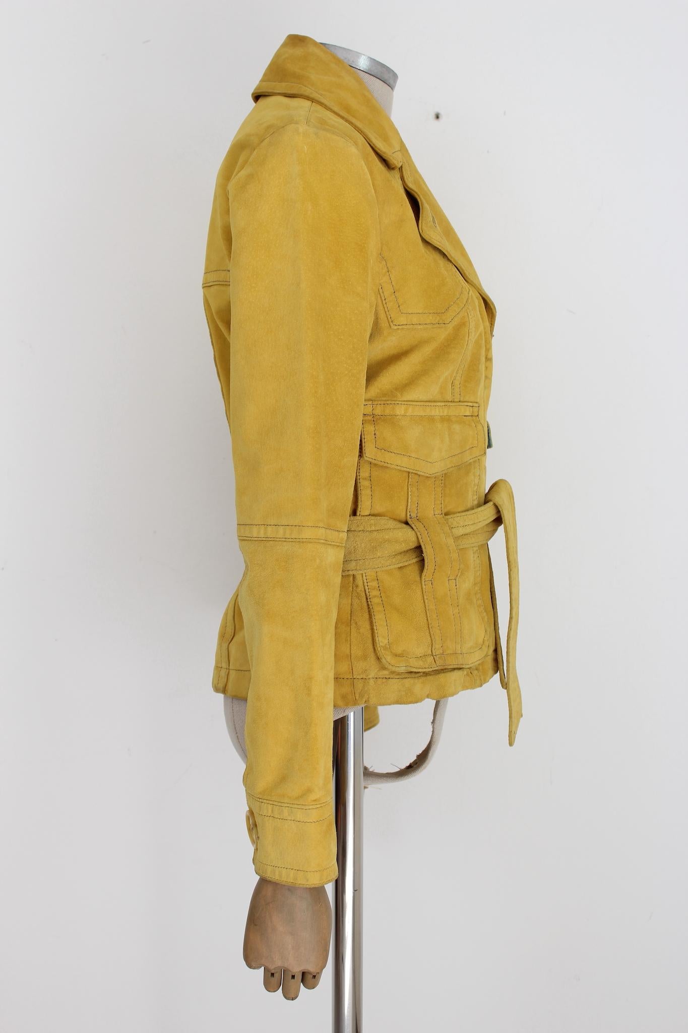 Gelbe Max Mara-Lederjacke mit passender Jacke im Zustand „Gut“ im Angebot in Brindisi, Bt