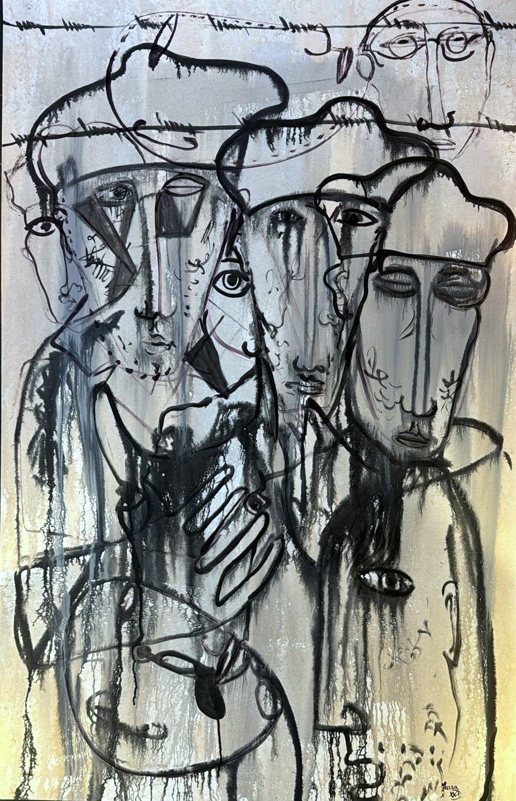Obra del famoso pintor italiano Max Marra; pintura sobre lienzo con técnica mixta fechada en 2004, titulada 