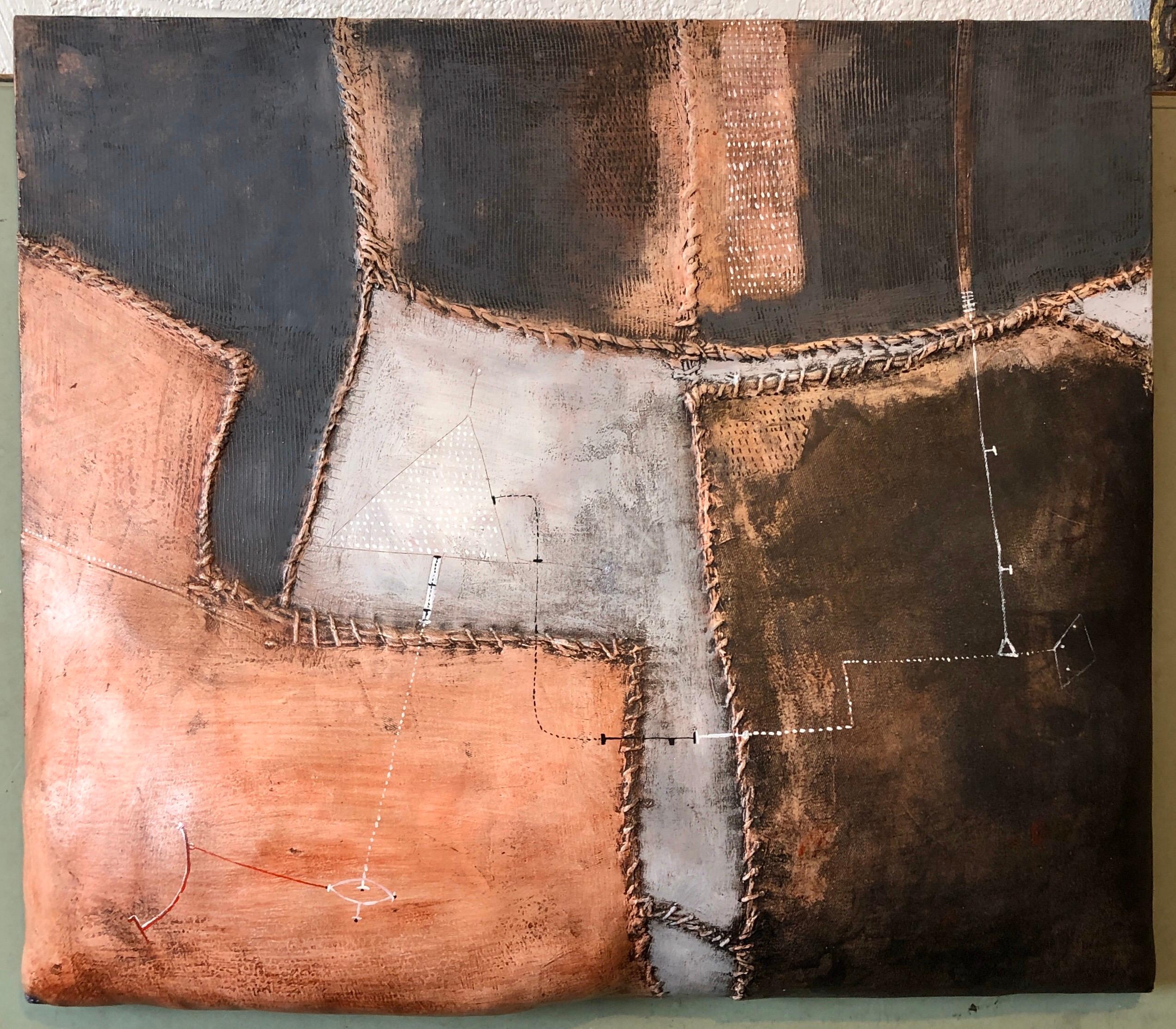 Lienzo con forma de escultura abstracta modernista italiana Collage Brutalista - Painting de Max Marra