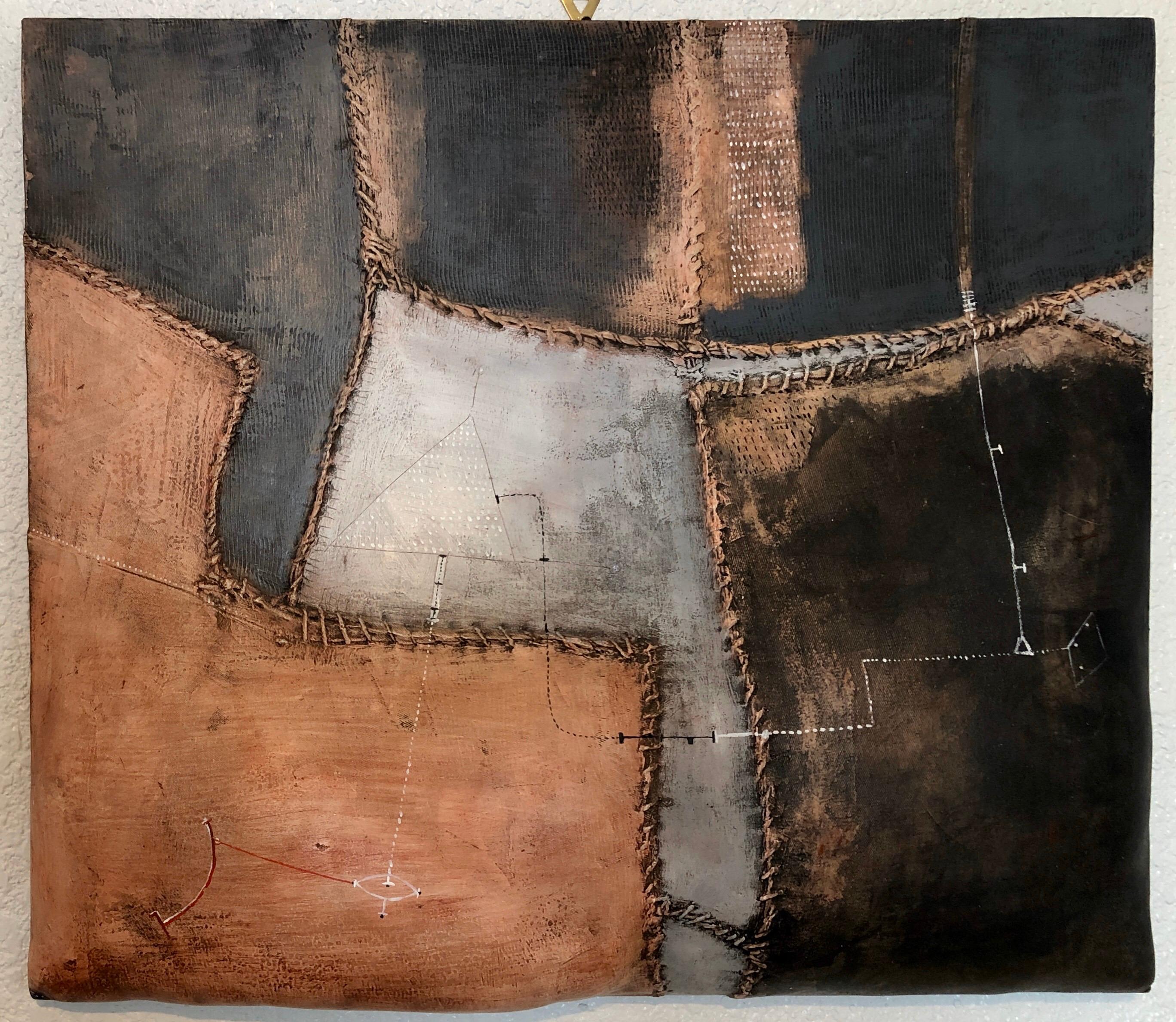 Lienzo con forma de escultura abstracta modernista italiana Collage Brutalista - Painting Moderno de Max Marra