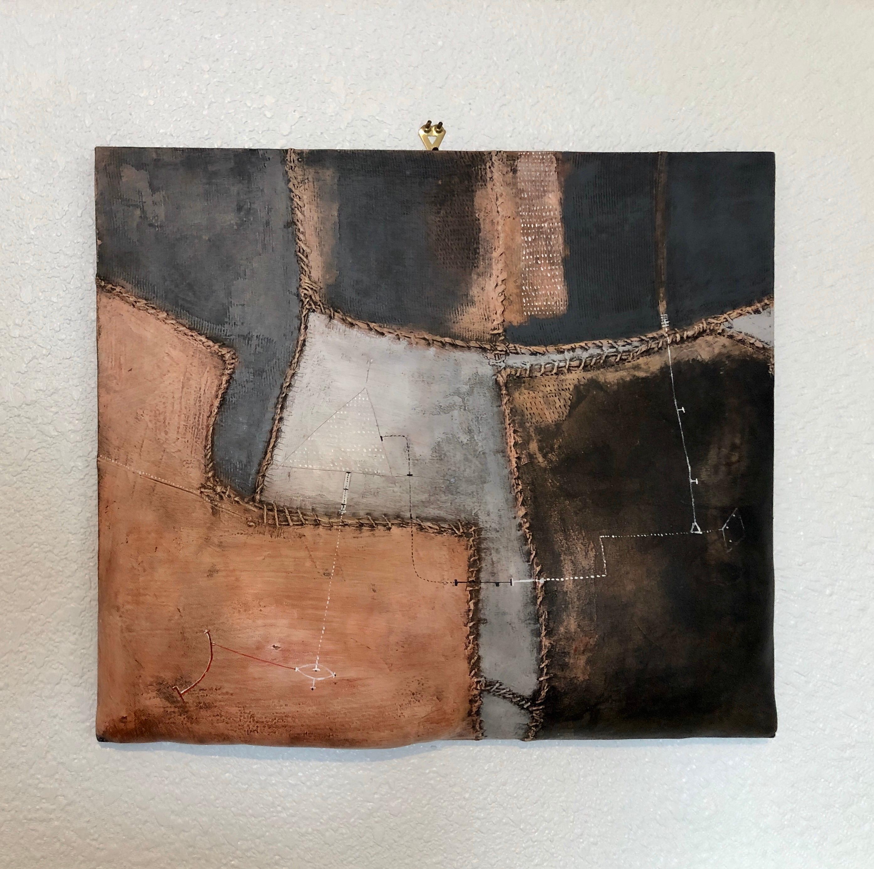 Lienzo con forma de escultura abstracta modernista italiana Collage Brutalista en venta 2