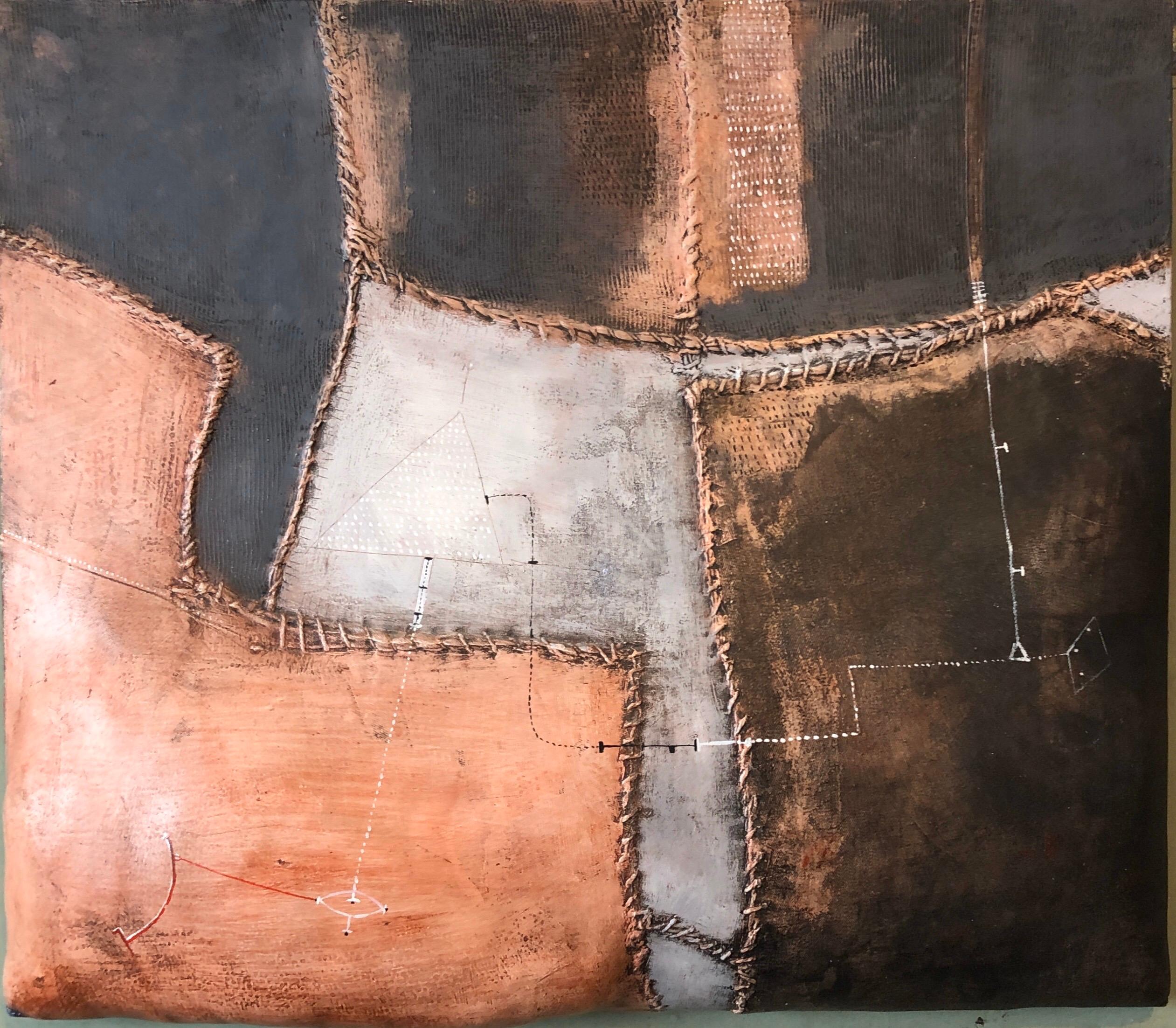 Lienzo con forma de escultura abstracta modernista italiana Collage Brutalista