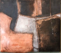 Italian Modernist Abstract Sculpture Painting Shaped Canvas Brutalist Collage