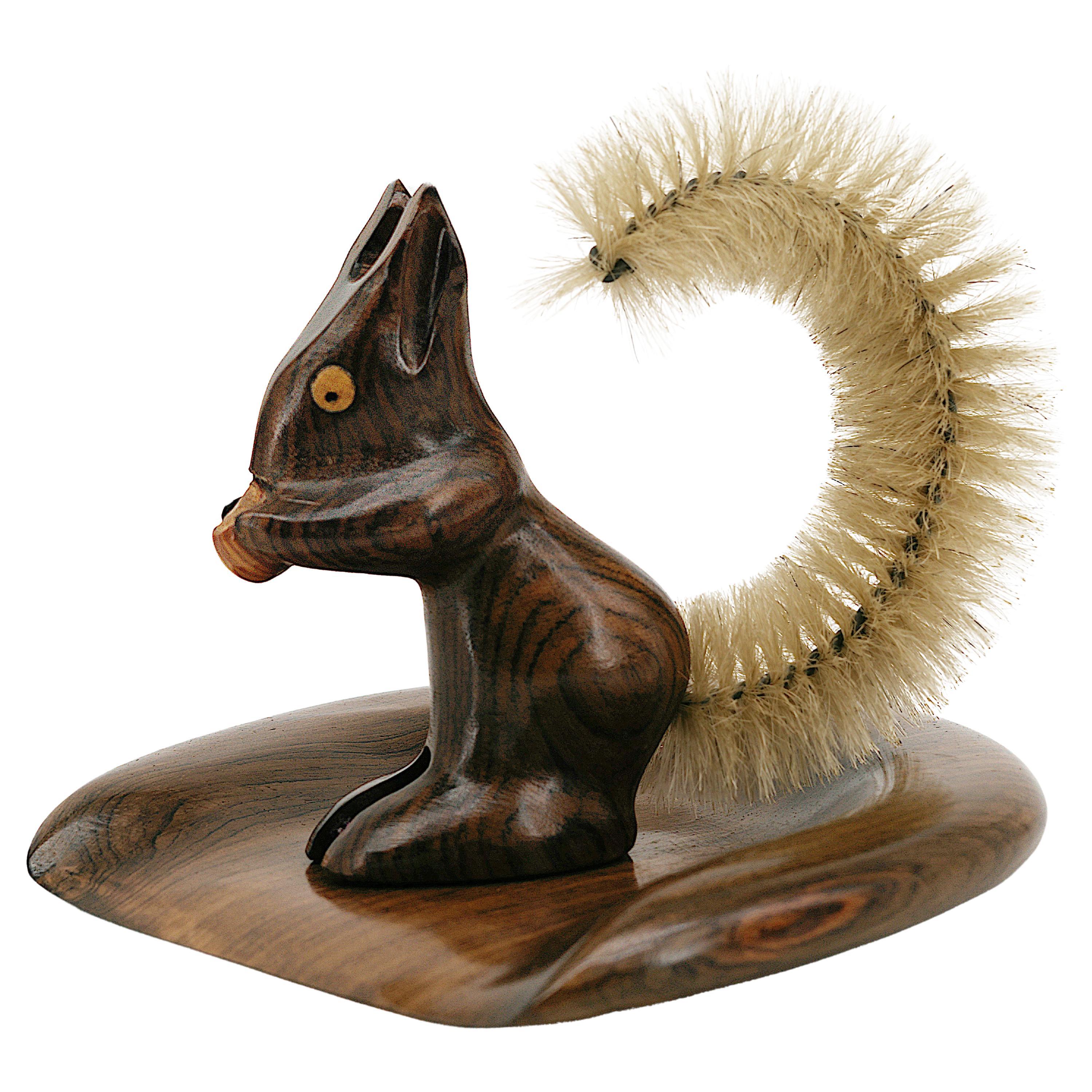 Max Meder, Hand Carved Wooden Squirrel Brush & Pan, France, 1950s For Sale 6
