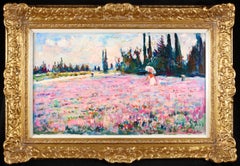 Vintage Champ Bleu - Post Impressionist Landscape Oil Painting by Max Agostini