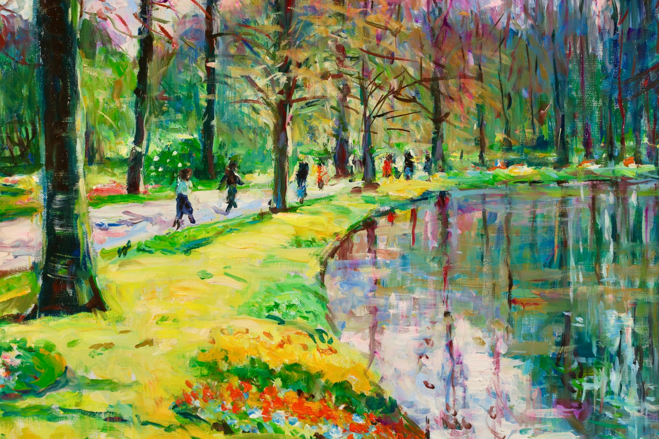 L'Etang - Figuras postimpresionistas en óleo de paisaje de Max Agostini - Painting Posimpresionista de Max Michel Agostini