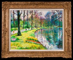 L'Etang - Figuras postimpresionistas en óleo de paisaje de Max Agostini