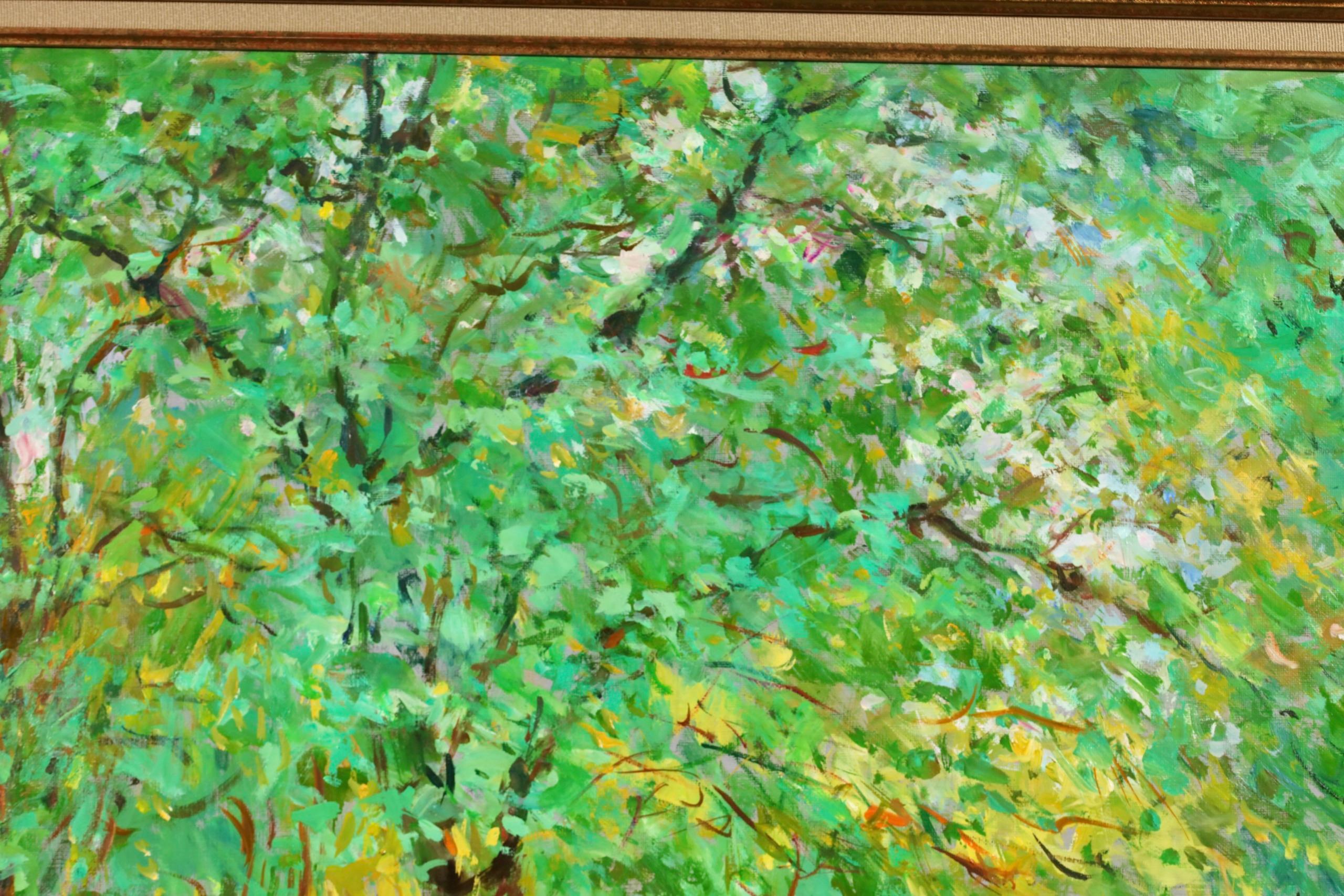 Parterres de flores en el parque - Paisaje postimpresionista Óleo Max Agostini en venta 3