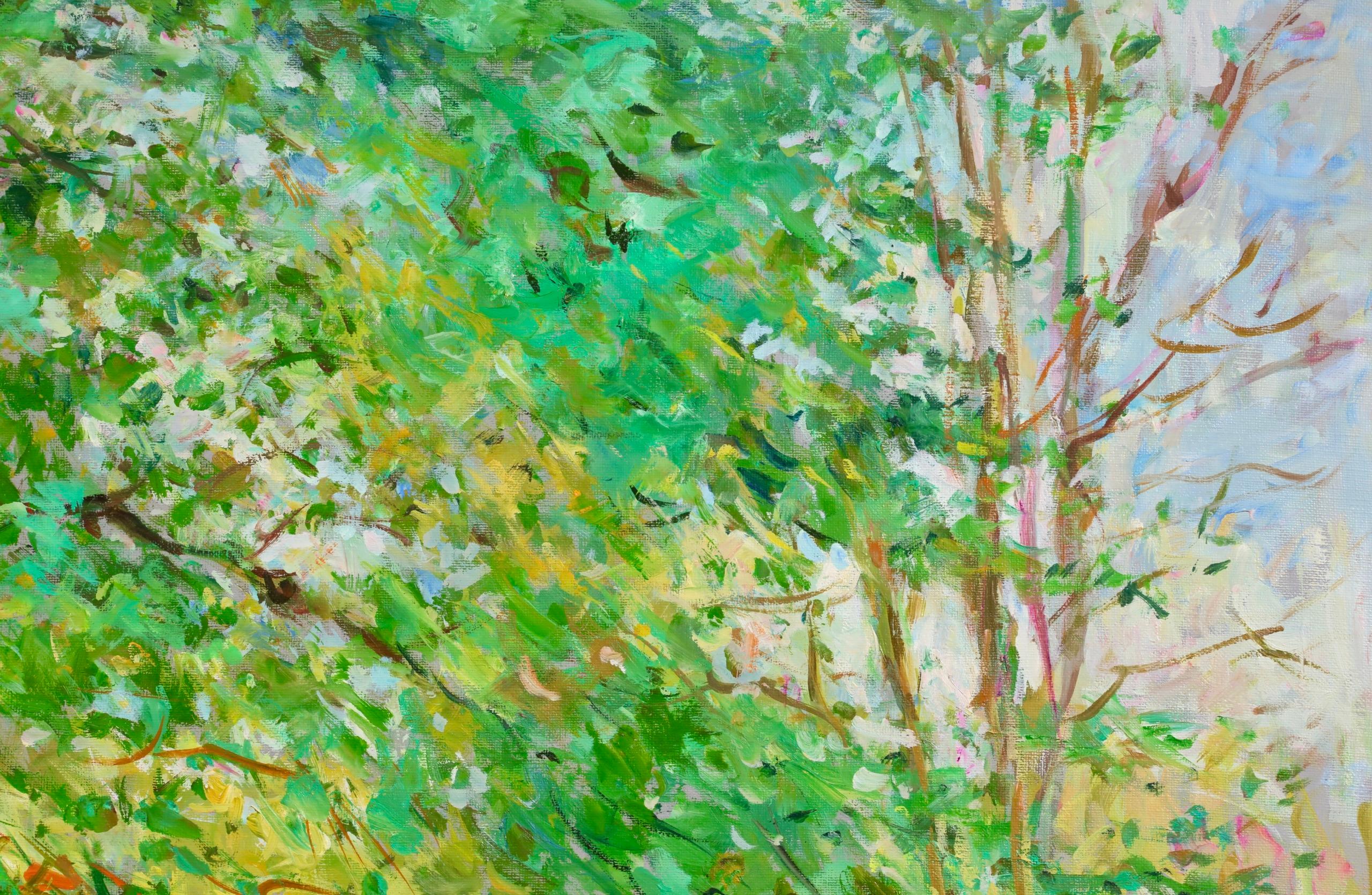 Parterres de flores en el parque - Paisaje postimpresionista Óleo Max Agostini en venta 4