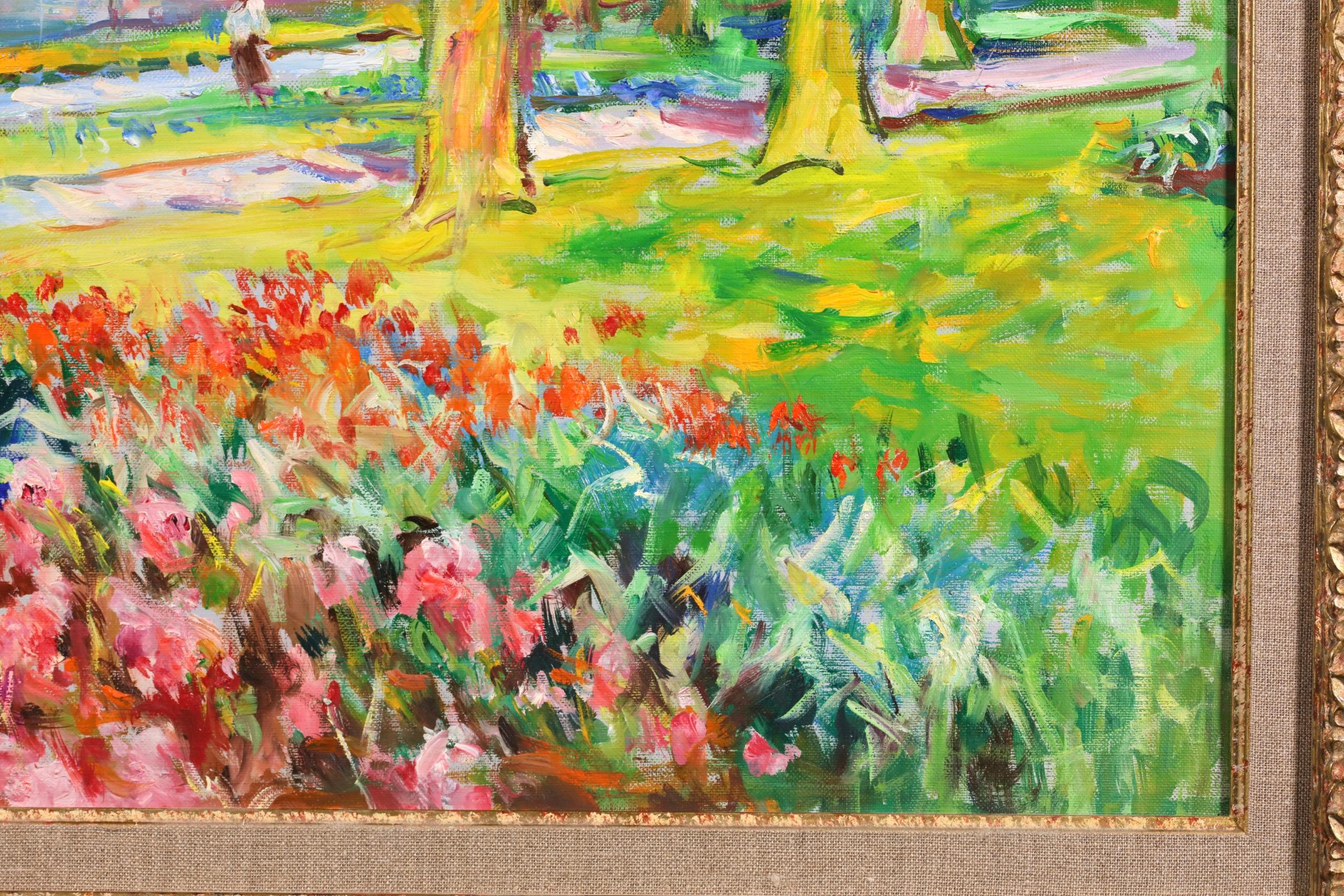Une Jardin Hollandaise - Paesaggio post impressionista a olio di Max Agostini - Painting Postimpressionismo di Max Michel Agostini