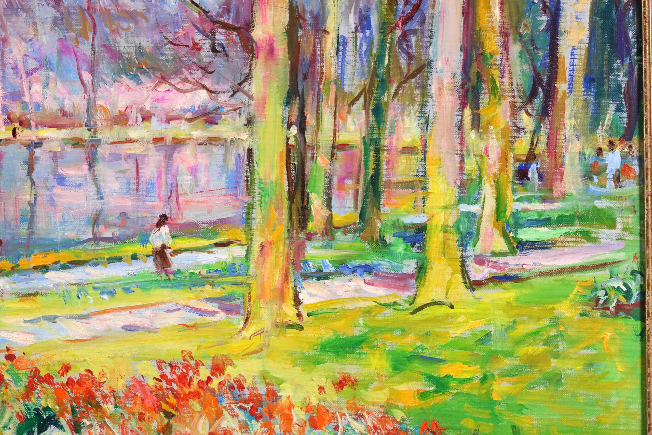 Une Jardin Hollandaise - Paesaggio post impressionista a olio di Max Agostini in vendita 1