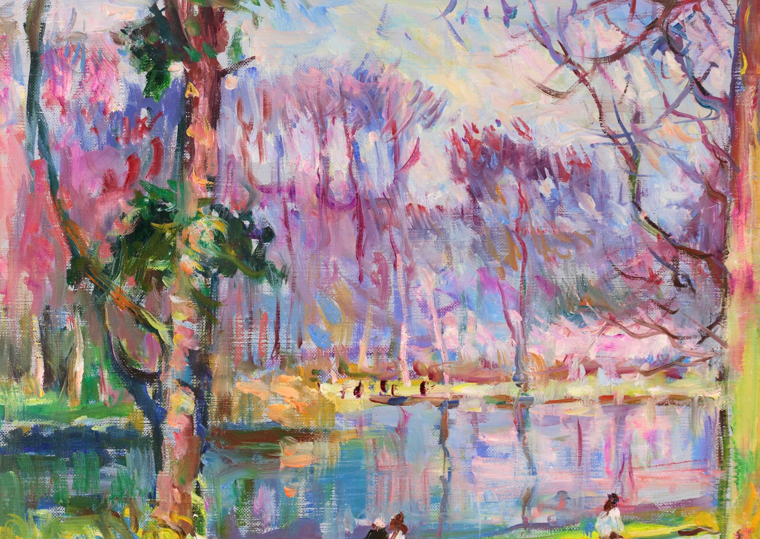 Une Jardin Hollandaise - Paesaggio post impressionista a olio di Max Agostini in vendita 4