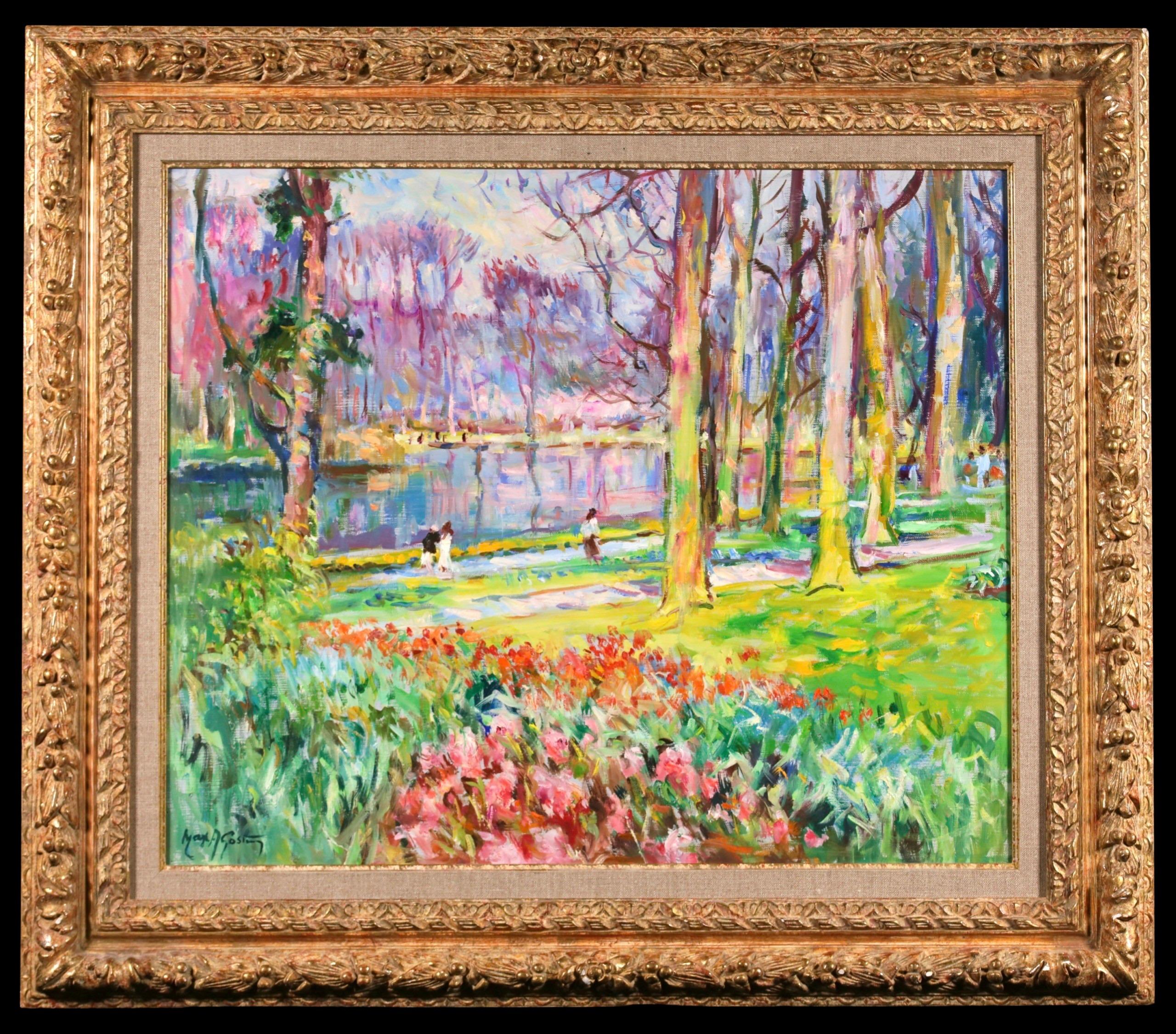 Landscape Painting di Max Michel Agostini - Une Jardin Hollandaise - Paesaggio post impressionista a olio di Max Agostini