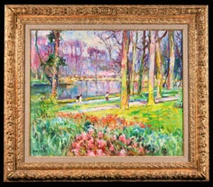 Une Jardin Hollandaise - Post Impressionist Landscape Oil by Max Agostini