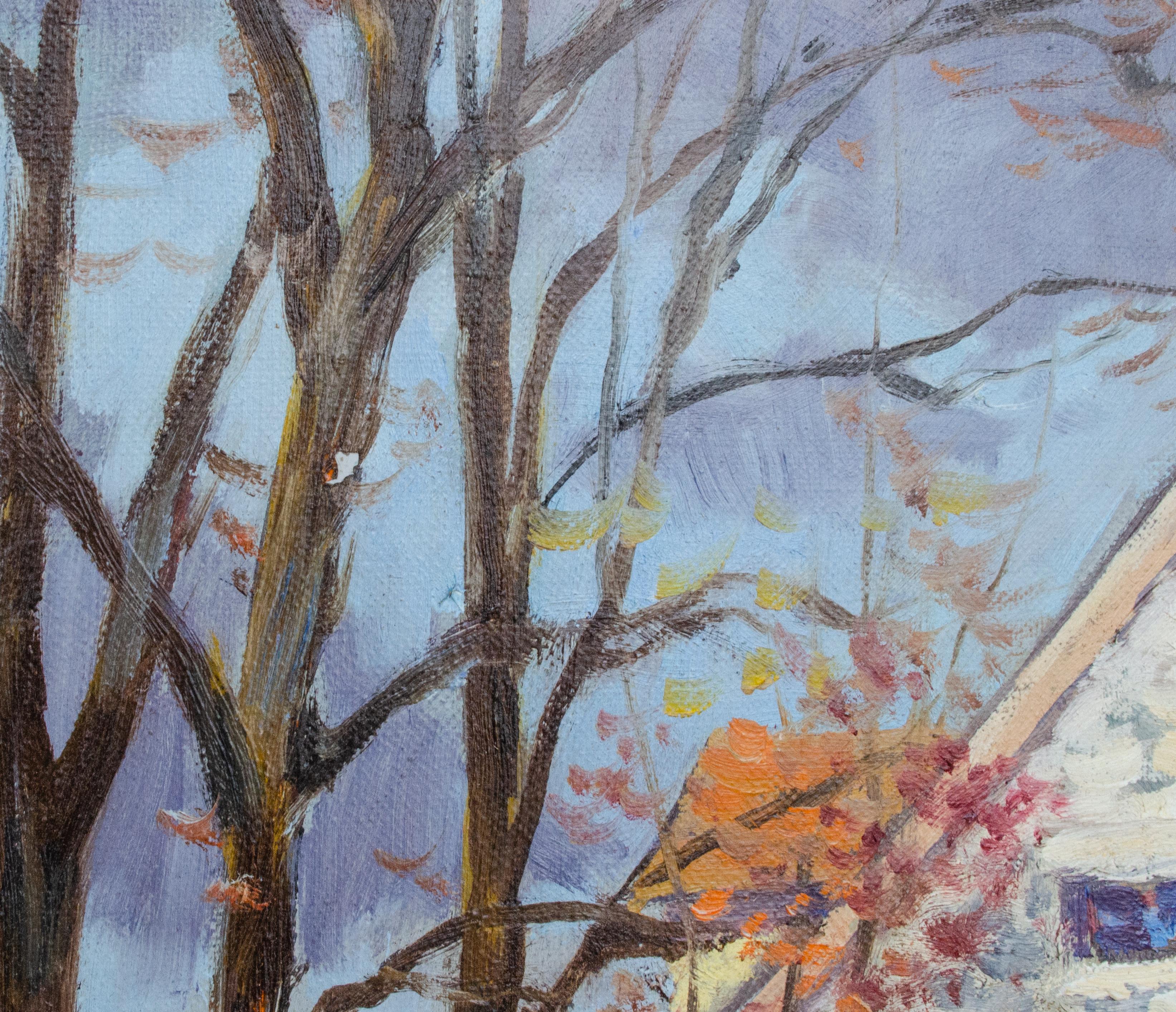  Peinture de ferme des années 1970, NY 201, Scène d'automne de Max Millman en vente 4