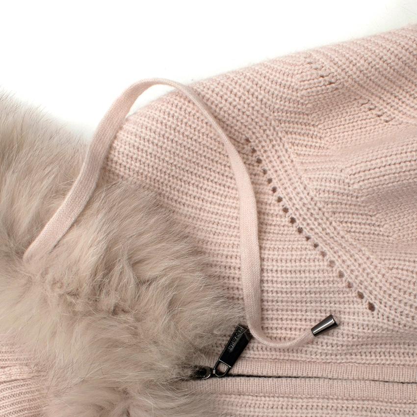 Women's or Men's Max & Moi Beige Cashmere Blend Fur Trimmed Knit Hooded Cardigan - Size US 8