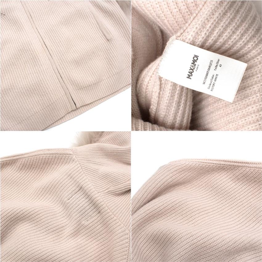 Max & Moi Beige Cashmere Blend Fur Trimmed Knit Hooded Cardigan - Size US 8 2