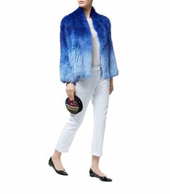 Max & Moi Blue Ombre Rabbit Fur Jacket 36 (FR)