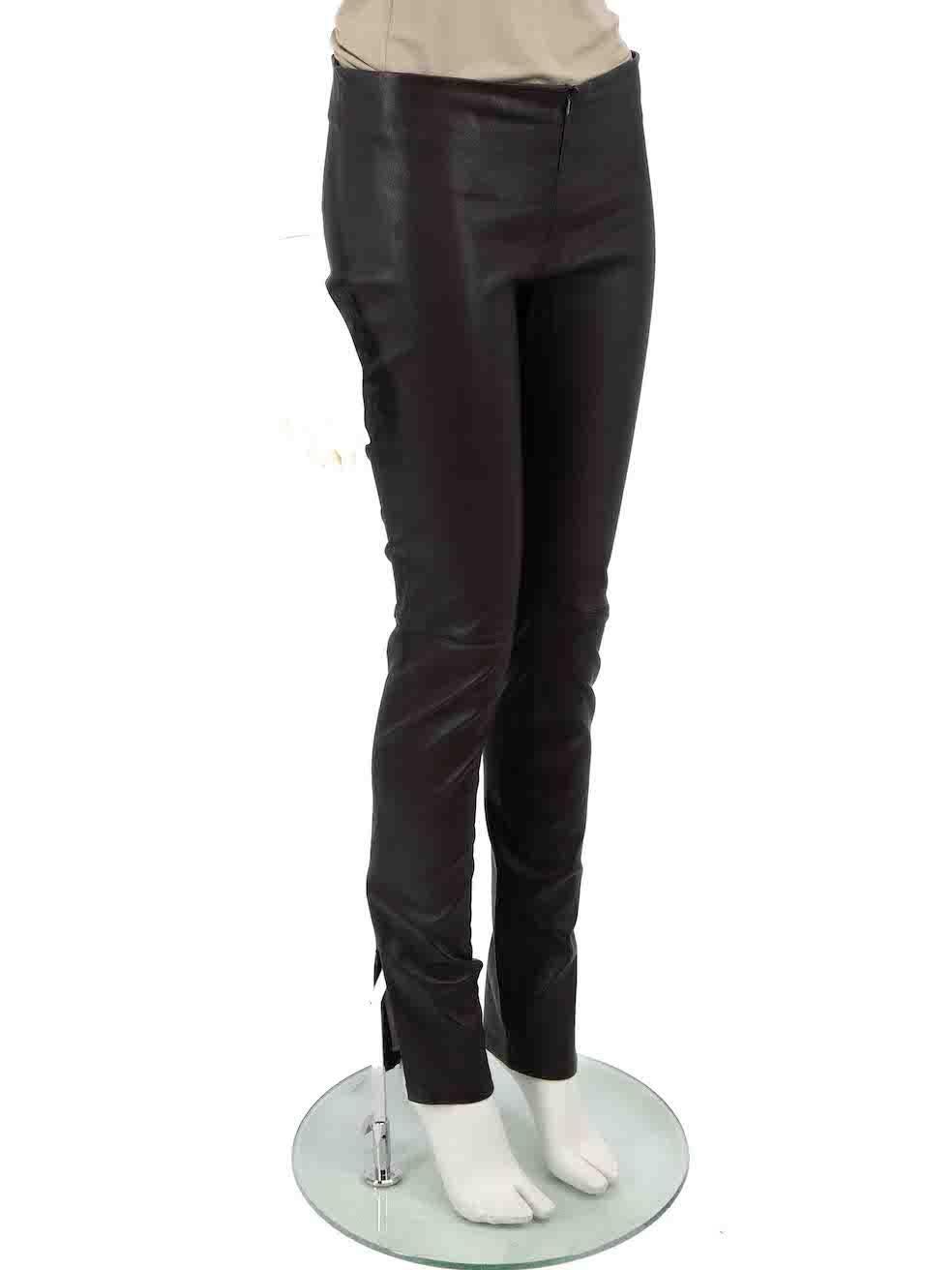 CONDITION is Very good. Hardly any visible wear to trousers is evident on this used Max & Moi designer resale item.
 
 
 
 Details
 
 
 Brown
 
 Leather
 
 Skinny trousers
 
 Low rise
 
 Stretchy
 
 Front zip closure
 
 Zipped cuffs
 
 
 
 
 

