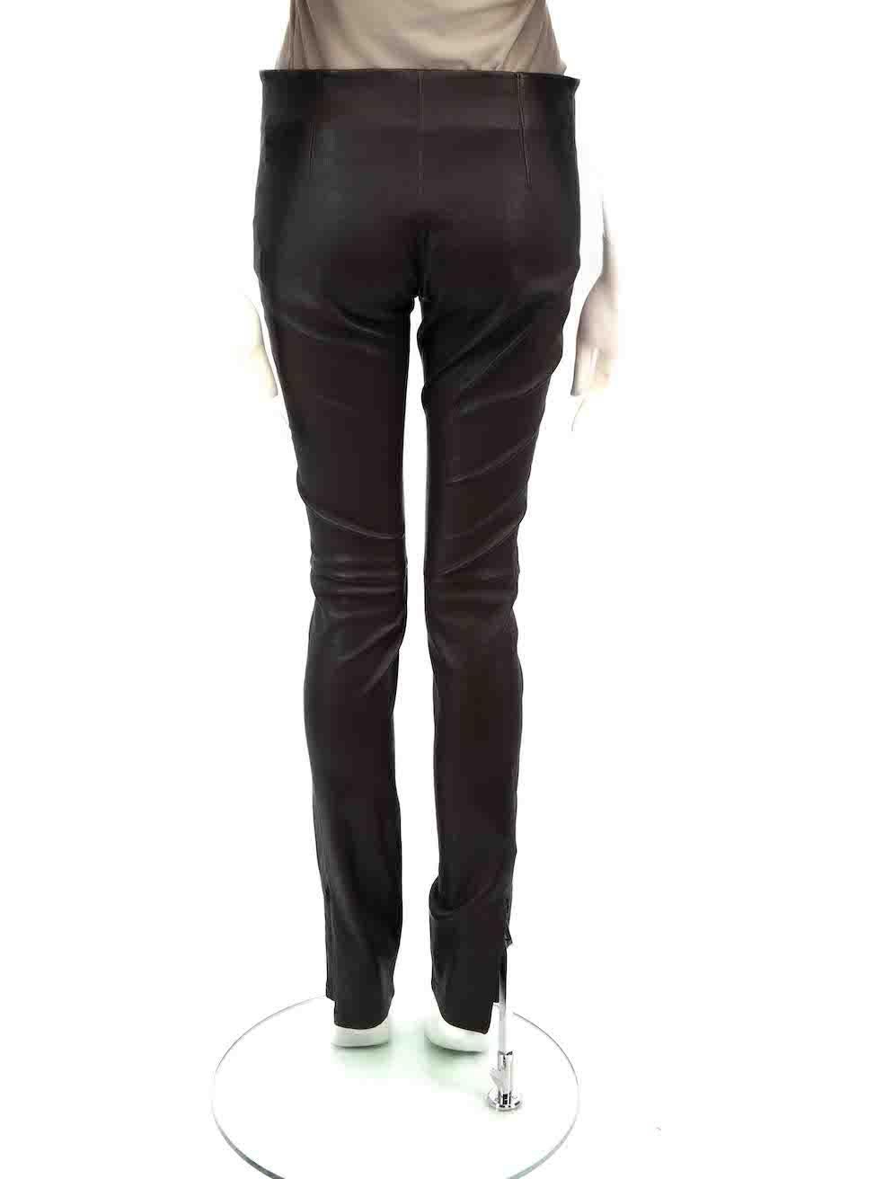 Max & Moi Brown Leather Low Rise Skinny Trousers Size M In Good Condition For Sale In London, GB