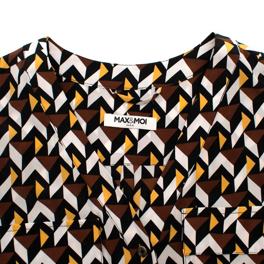 Black Max & Moi Geometric Print Silk Dress - Size US 0-2 For Sale