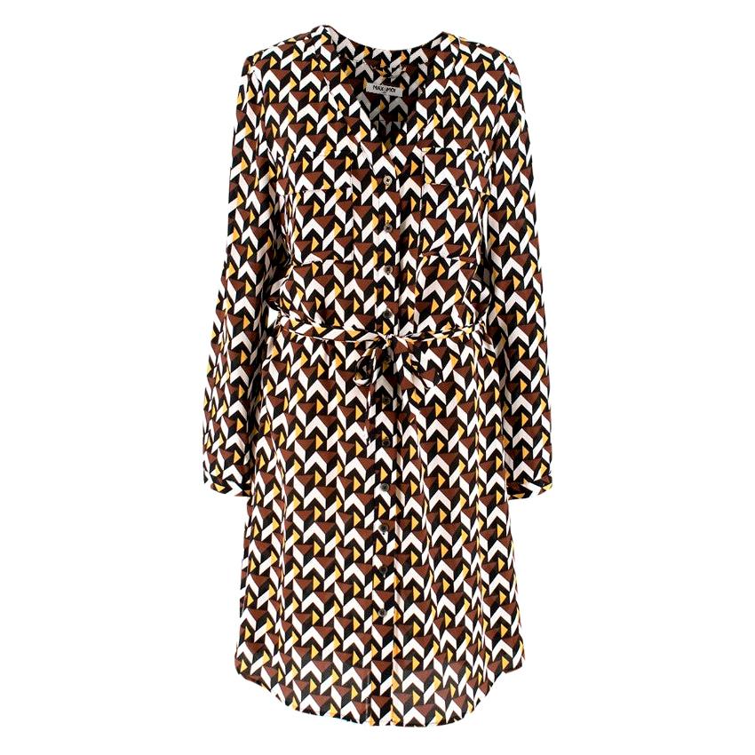 Max & Moi Geometric Print Silk Dress - Size US 0-2 For Sale