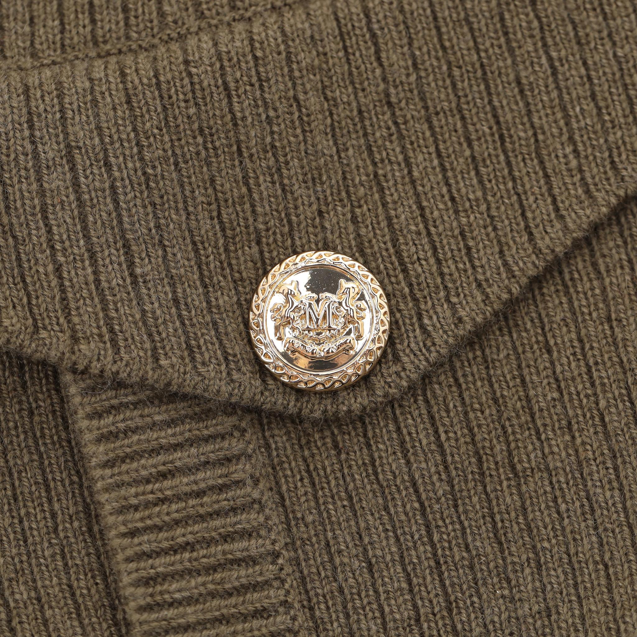 Max & Moi Strickjacke mit Reißverschluss aus Merinowolle und Kaschmir mit blauem Fuchsbesatz im Angebot 1