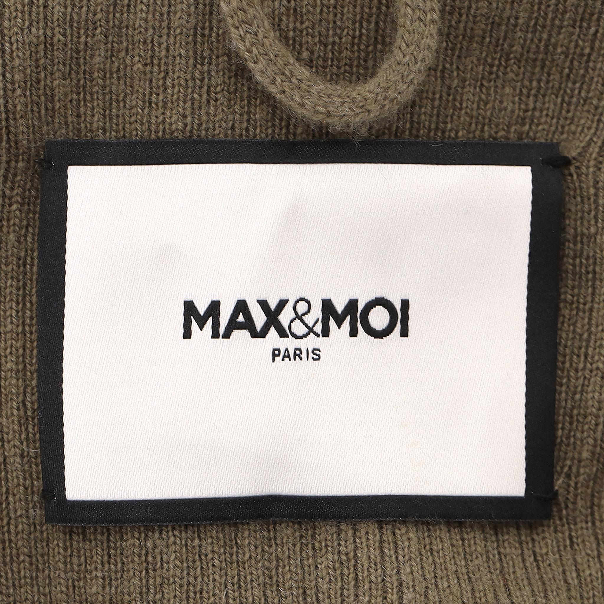 Max & Moi Strickjacke mit Reißverschluss aus Merinowolle und Kaschmir mit blauem Fuchsbesatz im Angebot 3