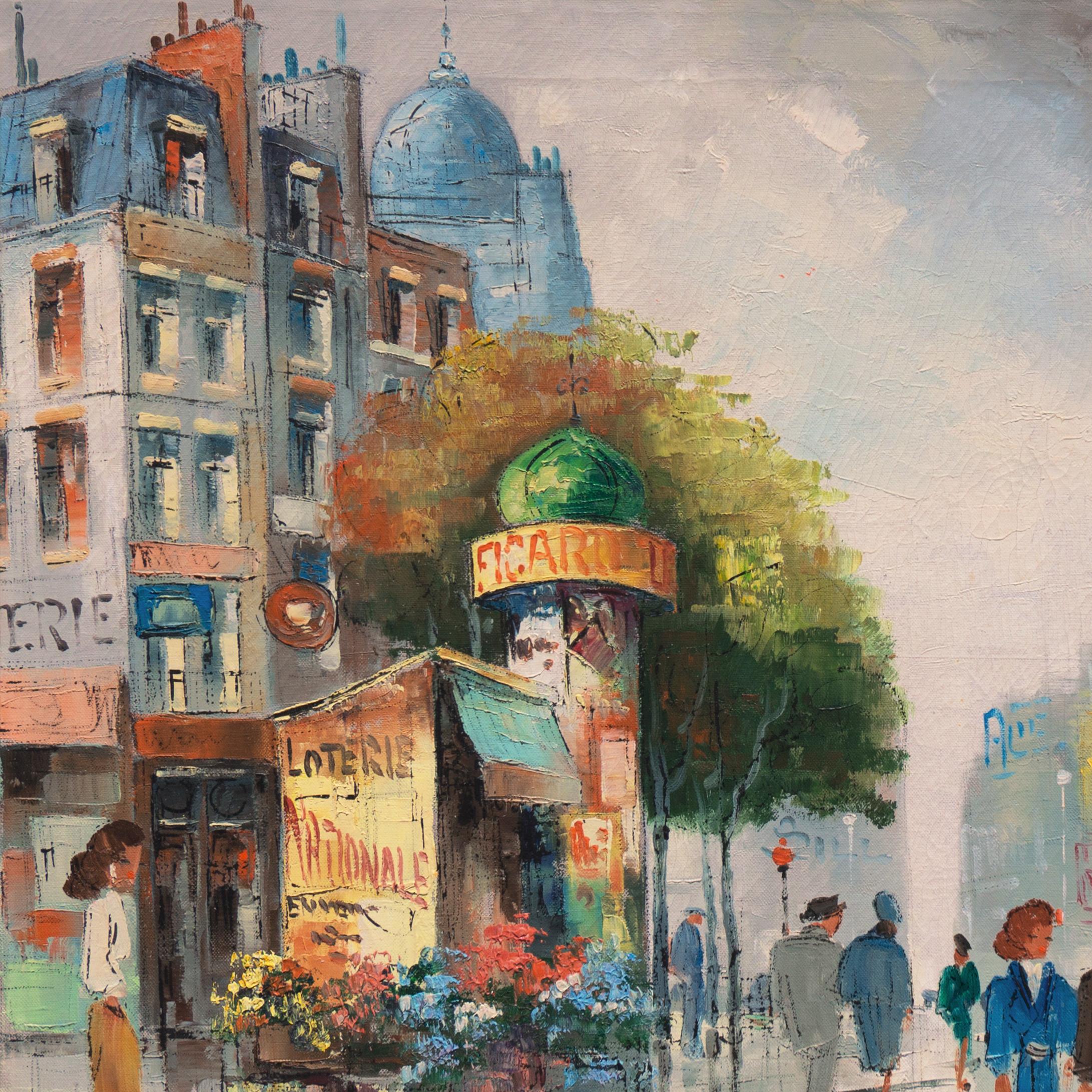 'Flower Market After the Rain', Paris Boulevarde, Musée des Beaux-Arts, Tram - Post-Impressionist Painting by Max Moreau