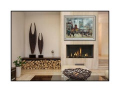 Max Moreau Original Painting Oil On Canvas Large French Cityscape Signed Artwork