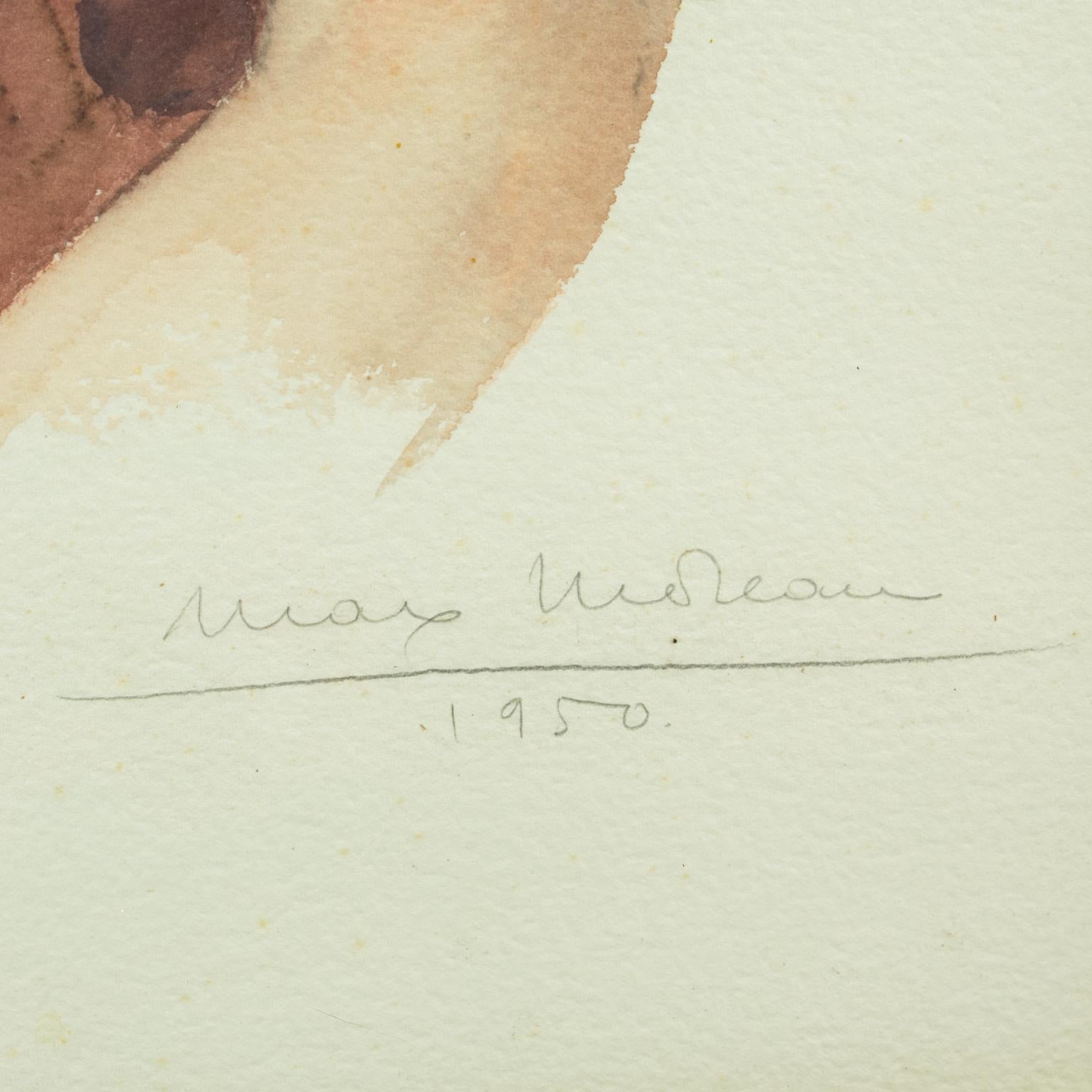 Retrato de chica joven Pintura al gouache de Max Moreau en venta 2