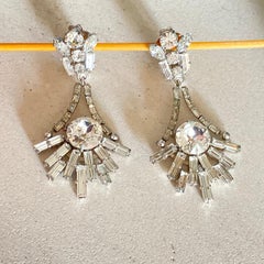 Max Muller clear Rhinestone Drop Earrings