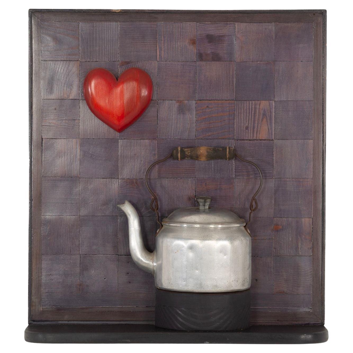 Max Neufeldt “Heart and Kettle” Assemblage Collage, Santa Barbara 1975 For Sale
