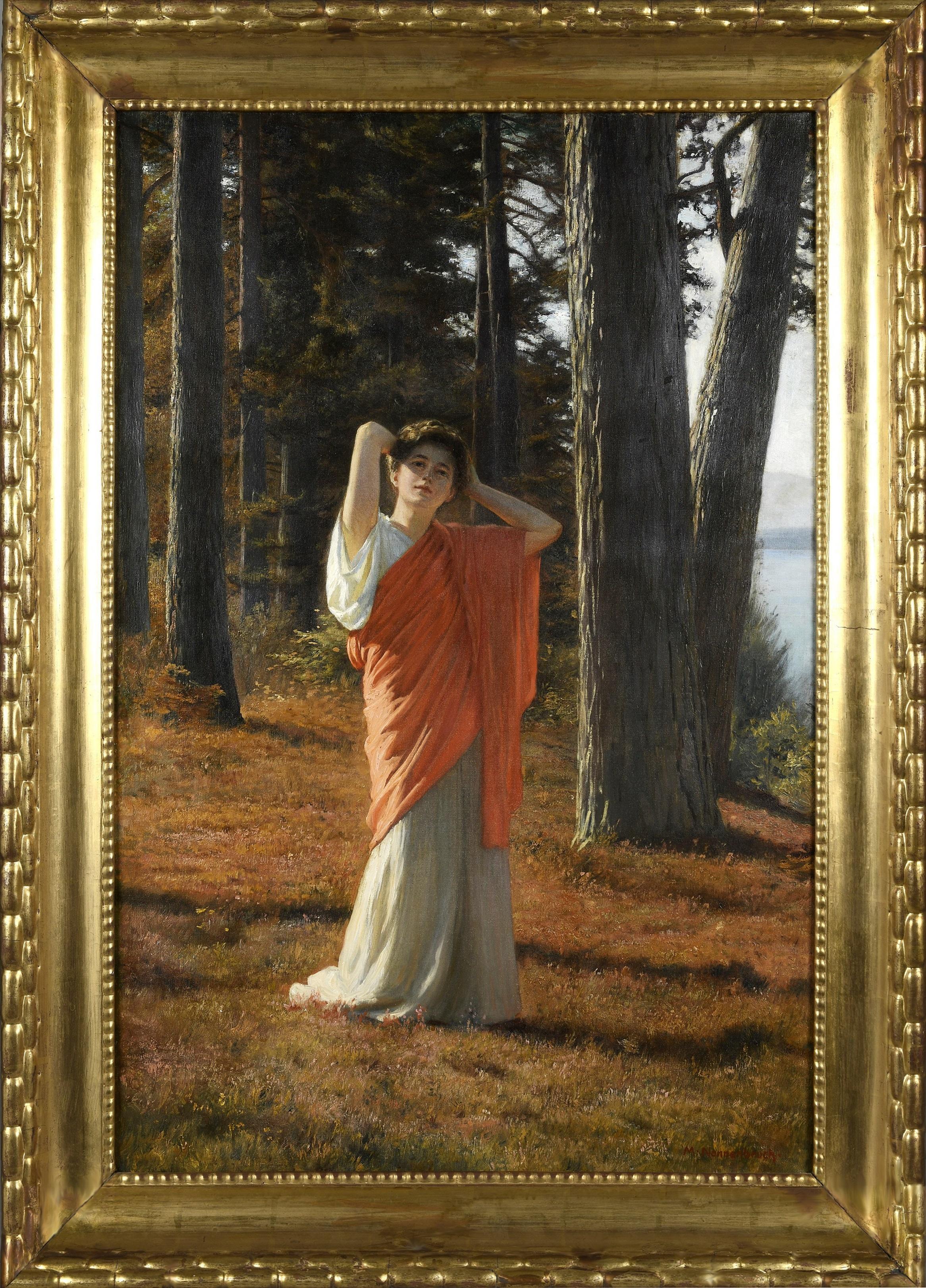 Diana Nemorensis - Pittura ad olio neoclassica del XIX secolo Antica dea romana