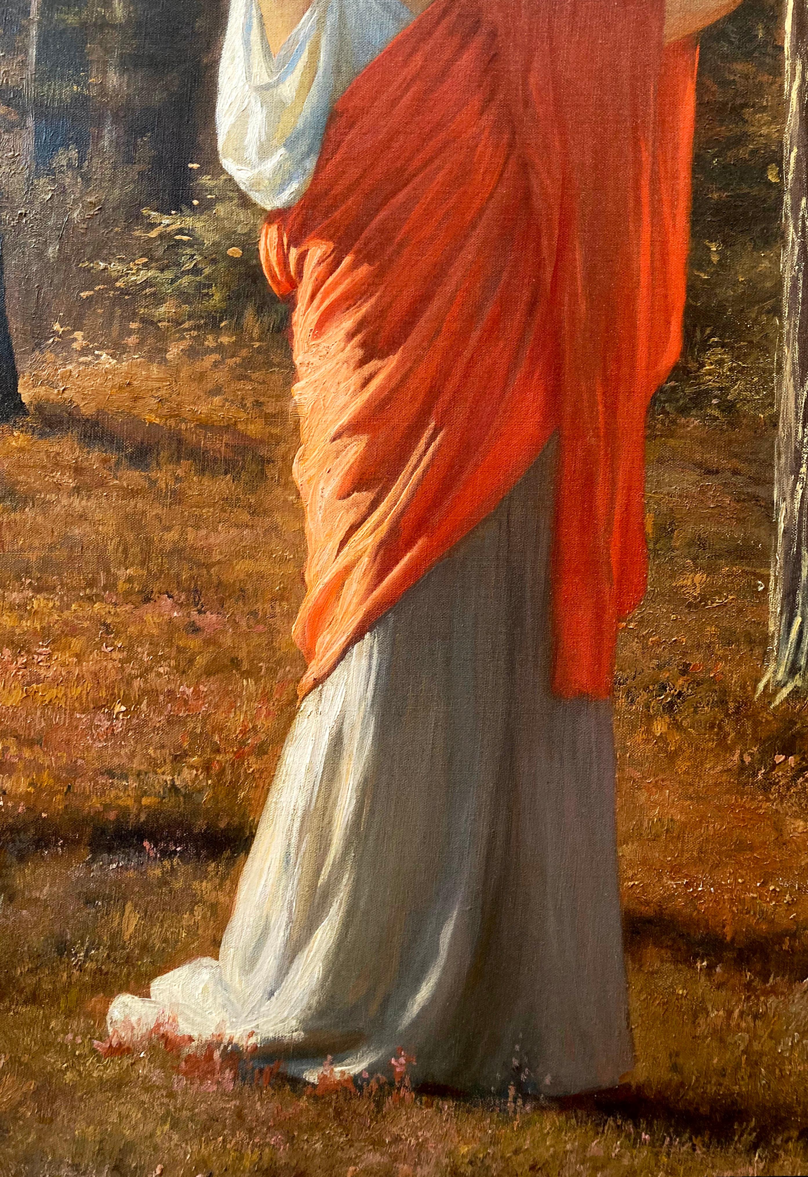 Diana Nemorensis - 19th Century NeoClassical Oil Painting of Roman Goddess  1