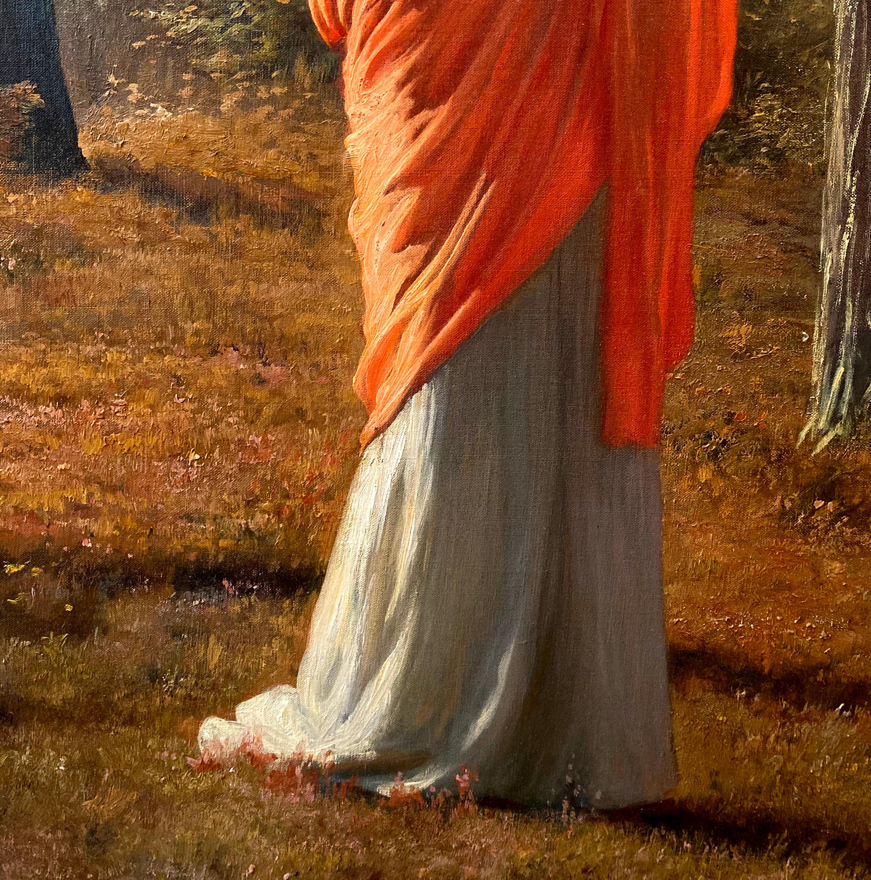 Diana Nemorensis - Peinture à l'huile néoclassique du XIXe siècle représentant une déesse romaine  en vente 3