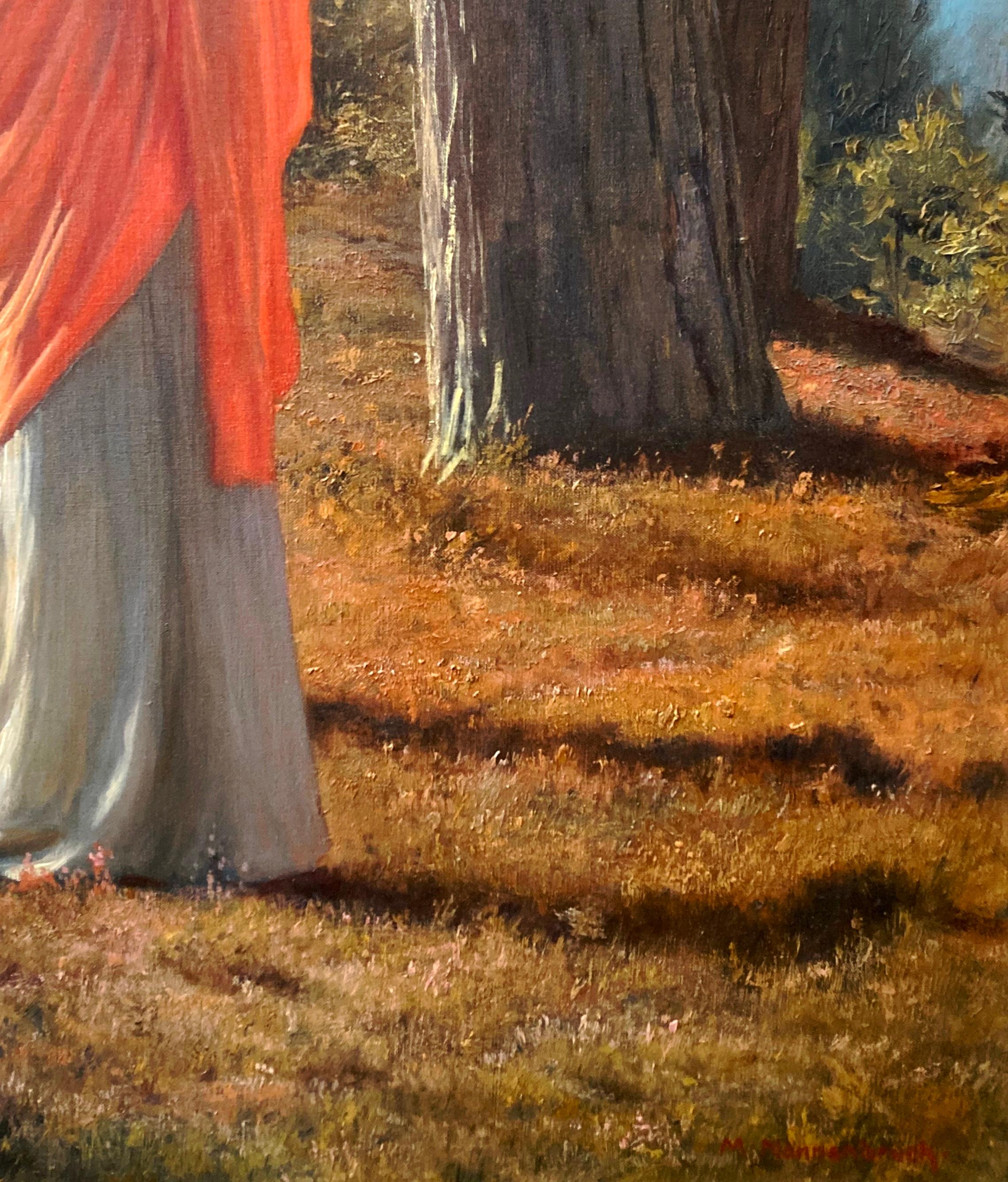 Diana Nemorensis - Peinture à l'huile néoclassique du XIXe siècle représentant une déesse romaine  en vente 4