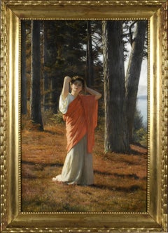 Diana Nemorensis - Pittura ad olio neoclassica del XIX secolo raffigurante la dea romana