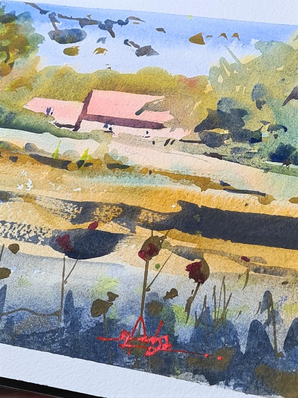 Cottage im Richmond Park (Grau), Landscape Painting, von Max Panks
