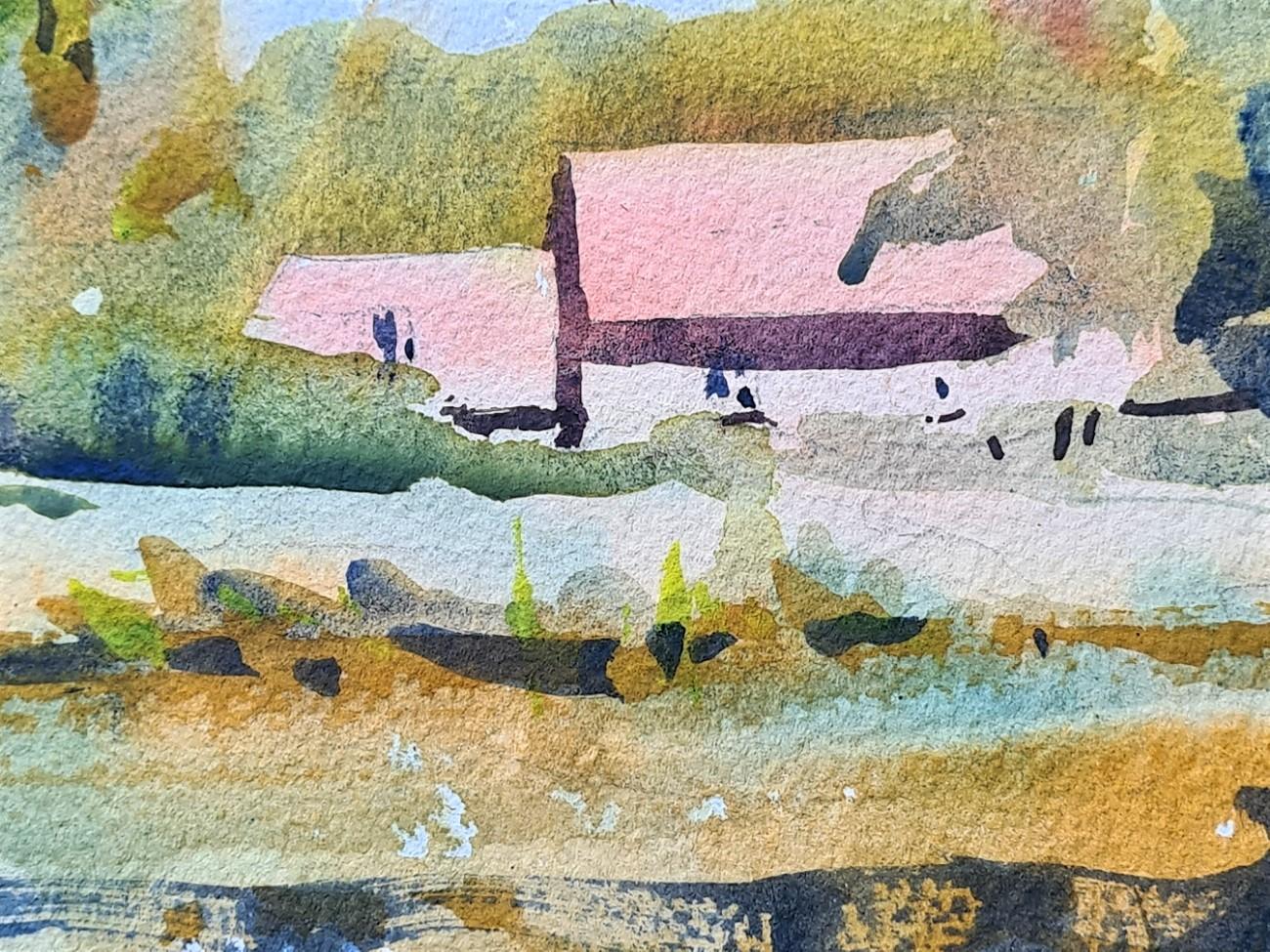 Häuschen im Richmond Park von Max Panks [2021]

original
Aquarell auf Papier
Bildgröße: H:21 cm x B:28 cm
Komplette Größe des ungerahmten Werks: H:23,5 cm x B:30,5 cm x T:0,1cm
Ungerahmt verkauft
Bitte beachten Sie, dass die Insitu-Bilder lediglich