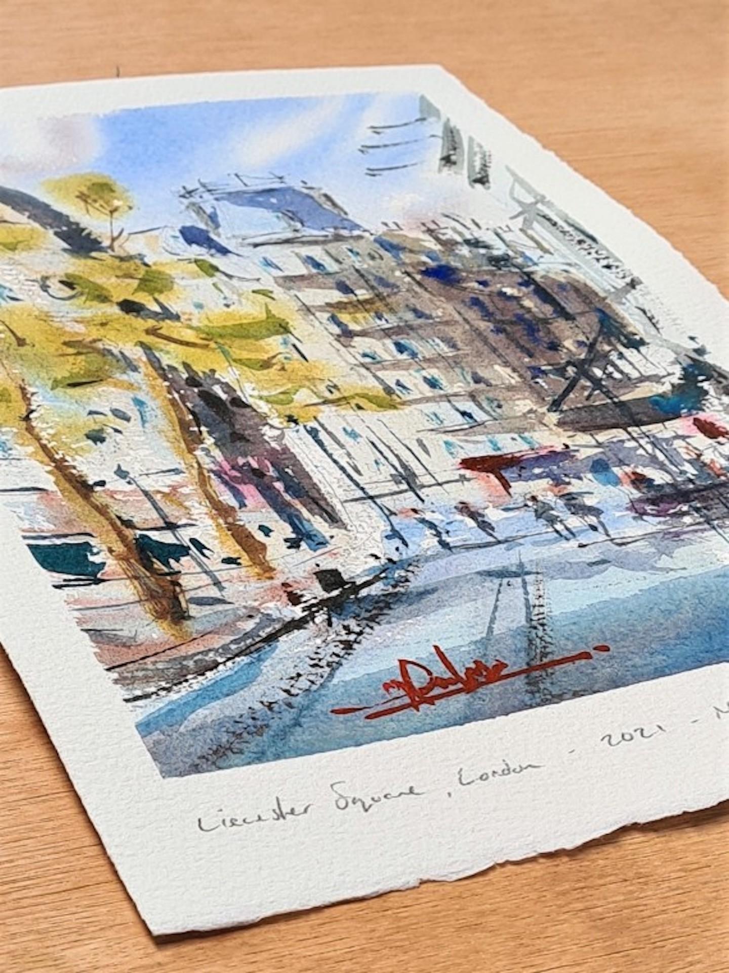 Leicester Square, London, Max Panks, Original Watercolour Painting Cityscape Art For Sale 1