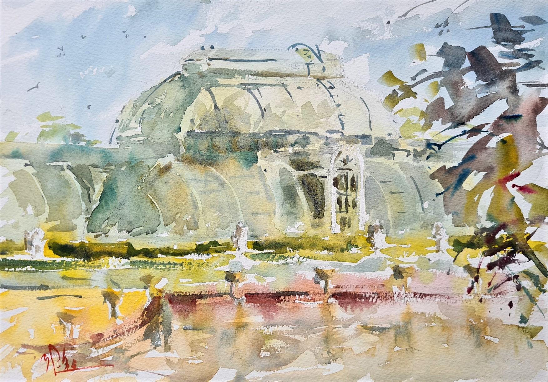 Leicester Square, St. Martins Ln et The Palmhouse of Kew Gardens - Impressionnisme Painting par Max Panks