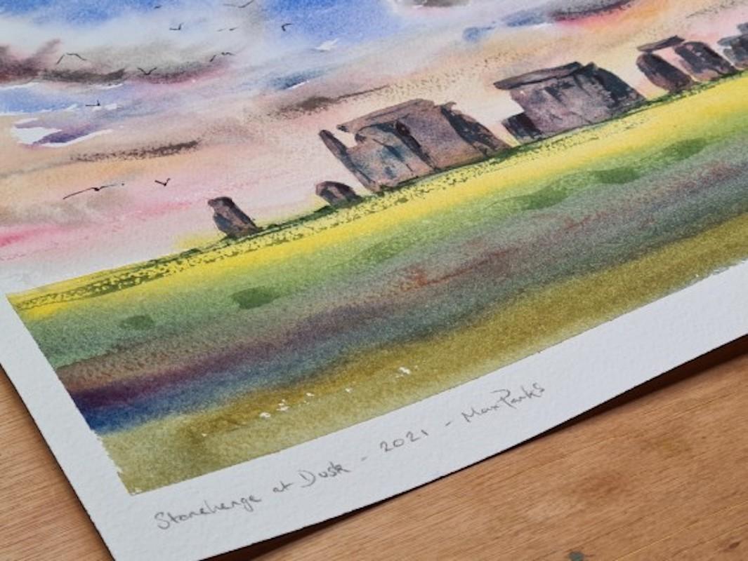Stonehenge at Dusk and Whiteshill, Stroud, Gloucestershire By Max Pank - Land Painting by Max Panks