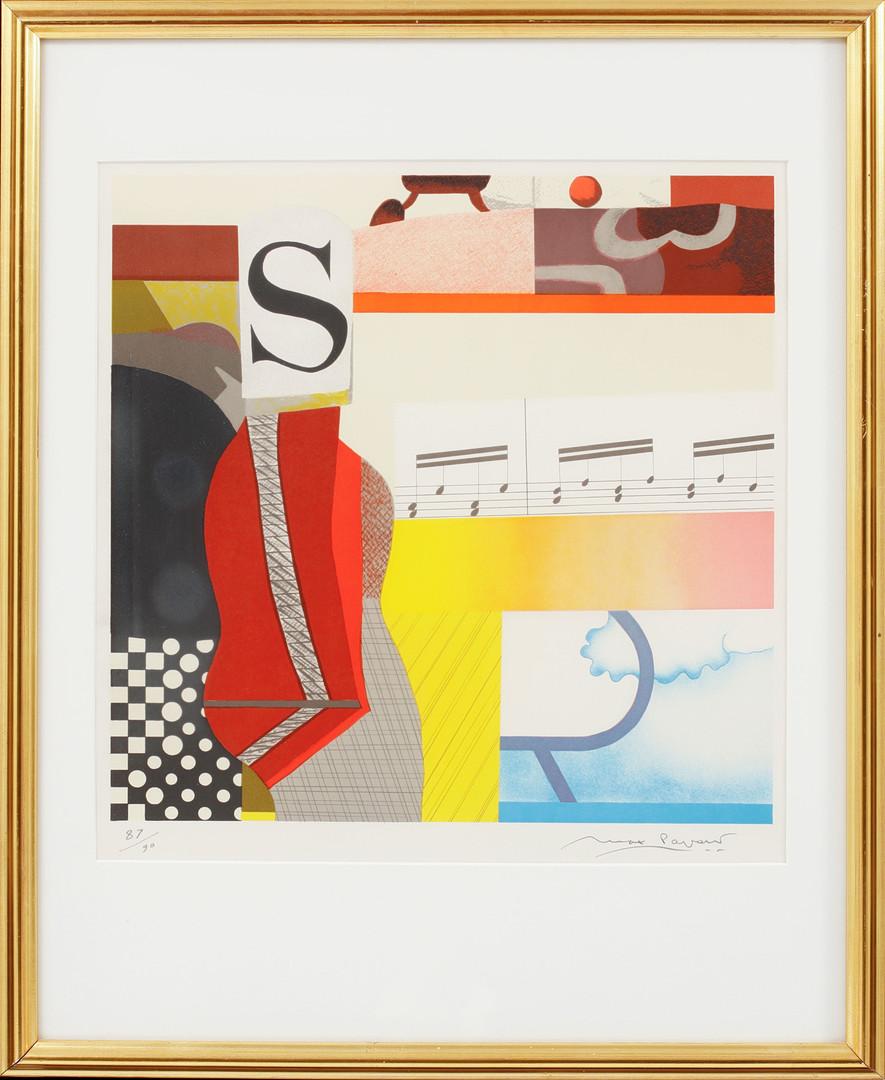 MAX PAPART. Composition with the letter S. Color lithograph, signed and numbered 87/90. Image area approx. Measures: 48x47 cm.